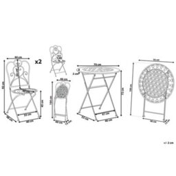 Beliani Bistro Set Folding Trieste Metal Light Beige - thumbnail 3