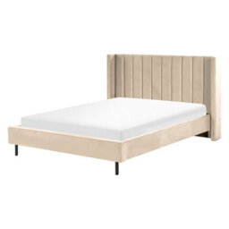 Beliani Bed Velvet Villette 160 X 200 Cm (Eu King Size) Beige - thumbnail 1