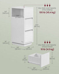 Songmics Side Table, Storage Drawer And Open Shelf With Solid Wood Legs, Perfect For Bedroom Or Living Room, Cloud White - thumbnail 2