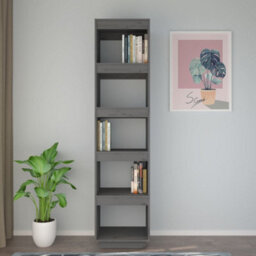 Berkfield Book Cabinet/room Divider Grey 40X35X167 Cm Solid Wood Pine - thumbnail 3