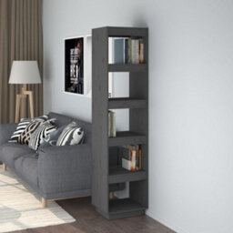 Berkfield Book Cabinet/room Divider Grey 40X35X167 Cm Solid Wood Pine