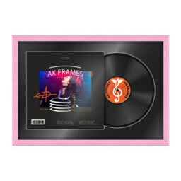 "AK Frames 25X17"" Pink Classic Vinyl Record Frame With Black Mount For 12 Inch Lp Cover & Disc - Overlapped Design"