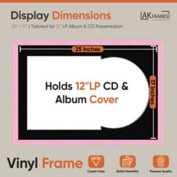 "AK Frames 25X17"" Pink Classic Vinyl Record Frame With Black Mount For 12 Inch Lp Cover & Disc - Overlapped Design" - thumbnail 2