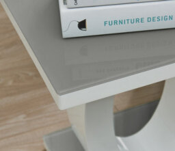 Furniturebox Giovani Modern Square White High Gloss And Grey Glass Top Side End Table Perfect For Living Rooms Hallways Bedrooms - thumbnail 2