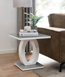 Furniturebox Giovani Modern Square White High Gloss And Grey Glass Top Side End Table Perfect For Living Rooms Hallways Bedrooms - thumbnail 4