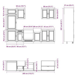 Berkfield 7 Piece Kitchen Cabinet Set Porto Smoked Oak Engineered Wood - thumbnail 8