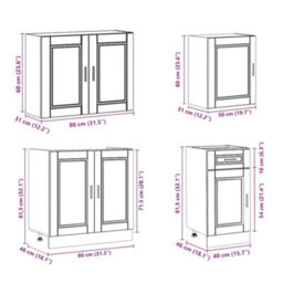 Berkfield 7 Piece Kitchen Cabinet Set Porto Smoked Oak Engineered Wood - thumbnail 9