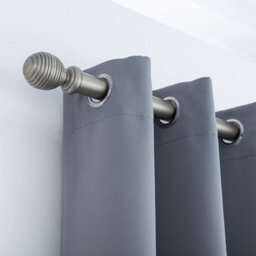 A.unique Home Ribbed Wooden Curtain Pole With Rings And Fittings - 35mm - 180Cm - Antique Silver - thumbnail 2
