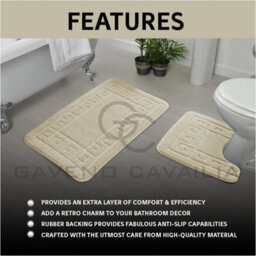 Gc Gaveno Cavailia Grecian Grace 2 Piece Non Slip Bath Mat Set Cream Quick Dry Water Absorbent Bathroom Shower Mat & Pedestal Set - thumbnail 4