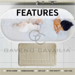 Gc Gaveno Cavailia Grecian Grace 2 Piece Non Slip Bath Mat Set Cream Quick Dry Water Absorbent Bathroom Shower Mat & Pedestal Set - thumbnail 3