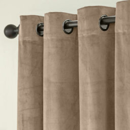 Imperial Rooms Crushed Velvet Window Curtain Pair Thermal Ready Made Blackout Eyelet Curtains Beige 46X54 Inches - thumbnail 8