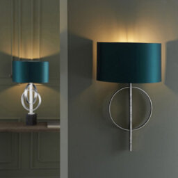 Luminosa Lighting Luminosa Trento Wall Lamp Antique Silver Leaf & Teal Satin Fabric - thumbnail 3