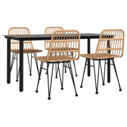 Berkfield 5 Piece Garden Dining Set Poly Rattan - thumbnail 3