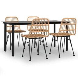 Berkfield 5 Piece Garden Dining Set Poly Rattan - thumbnail 2