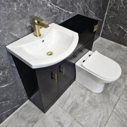 Hydros Black Bathroom Vanity Suite 1050mm With Brushed Brass Handles & Flush Button - thumbnail 3