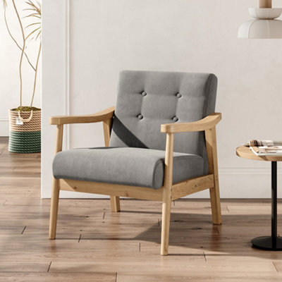 Living And Home Grey Modern Wooden Frame Upholstered Recliner Chair Armchair - image 1