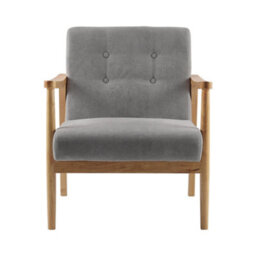 Living And Home Grey Modern Wooden Frame Upholstered Recliner Chair Armchair - thumbnail 2