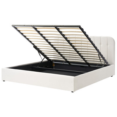 Beliani Ottoman Bed Fabric Challans 180 X 200 Cm (Eu Super King) Off-White - image 1