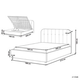 Beliani Ottoman Bed Fabric Challans 180 X 200 Cm (Eu Super King) Off-White - thumbnail 3