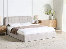 Beliani Ottoman Bed Fabric Challans 180 X 200 Cm (Eu Super King) Off-White - thumbnail 2