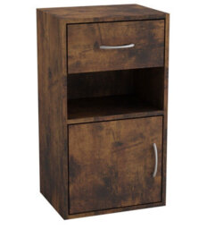 Urbn-Living Urbnliving 54Cm Height Rustic Brown 1 Door 1 Drawer Wooden Bedroom Bedside Cabinet Shelf Nightstand Side Table Unit - thumbnail 4