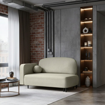 Solo Sofa Bed With Sleeping Function And Bedding Storage Foam Wavy Springs Wooden Metal Legs 162X93X97 Cm Light Green Left - image 1