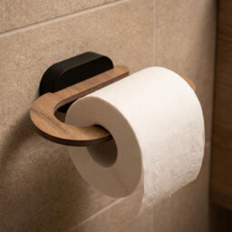 Bisk Matte Black/brown Toilet Roll Holder Hanger Wall Mounted Wc Bathroom Accessories - thumbnail 3