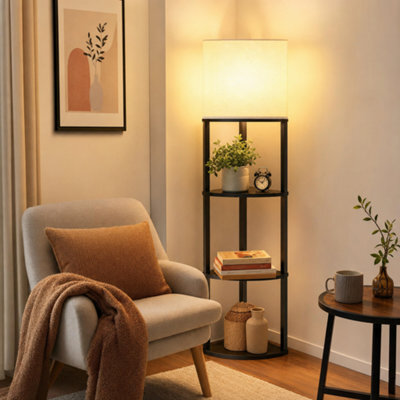 Corner Floor Lamp With Storage Shelf For Living Room And Bedroom - image 1