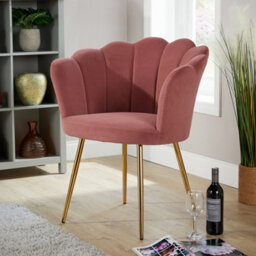 Home Source Compact Scallop Round Back Pink Occasional Accent Chair - thumbnail 1
