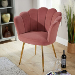 Home Source Compact Scallop Round Back Pink Occasional Accent Chair - thumbnail 2