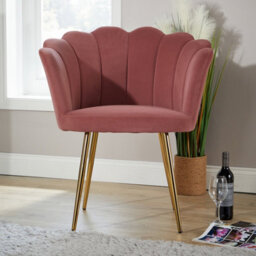 Home Source Compact Scallop Round Back Pink Occasional Accent Chair - thumbnail 3
