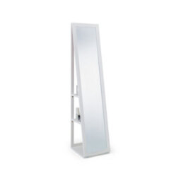 Julian Bowen Fresco White Storage Mirror With Shevles, Wood Frame, Rectangular, Full Length, Freestanding, 155 X 36 X 36Cm - thumbnail 2