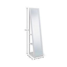 Julian Bowen Fresco White Storage Mirror With Shevles, Wood Frame, Rectangular, Full Length, Freestanding, 155 X 36 X 36Cm - thumbnail 6