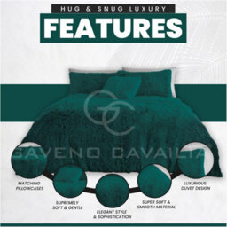 Gc Gaveno Cavailia Hug & Snug Teddy Fleece King Green Duvet Cover With Matching Pillowcase Warm Fluffy Soft & Cosy Bedding Set - thumbnail 2