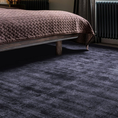 Blue Handmade , Luxurious , Modern , Plain Easy To Clean Viscose Rug For Living Room, Bedroom - 200Cm X 290Cm - image 1