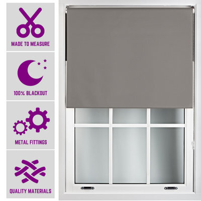 Furnished Made To Measure Blackout Roller Blinds With Metal Fittings - Dark Grey Blind For Home And Office (W)150Cm (L)210Cm