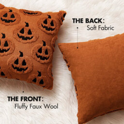 Amorly 2Pack Orange 18 X 18 Inch Autumn Pumpkin Pillow Covers, Halloween Cushion Cases, No Inserts, Home Patio Sofa & Couch Decoration - thumbnail 4