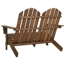 Berkfield 2-Seater Garden Adirondack Chair Solid Fir Wood Brown - thumbnail 4