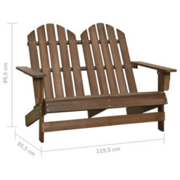 Berkfield 2-Seater Garden Adirondack Chair Solid Fir Wood Brown - thumbnail 6