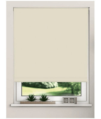 Trimmable Thermal Blackout Roller Blinds 165Cm Drop X Width 105Cm  Natural