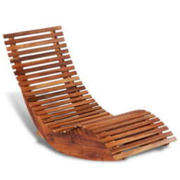 Walplus Rocking Sun Lounger  For Beach, Backyard, Garden, Campsite Acacia Wood - thumbnail 1