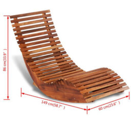 Walplus Rocking Sun Lounger  For Beach, Backyard, Garden, Campsite Acacia Wood - thumbnail 4