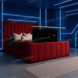 Comfy Deluxe 4Ft6 Double  Maroon Plush Tv Bed Frame Only