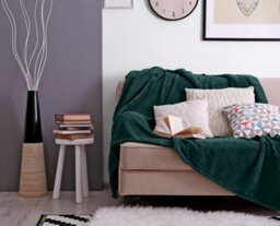 Waffle Flannel Fleece Throw Blanket Soft Warm Sofa Bed Travel (Emerald Green, King) - Pack Of 2 - thumbnail 4
