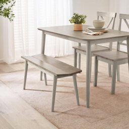 Furniturebox Uk Lynton Small White & Light Grey Wooden Dining Table & 2 Benches - thumbnail 5