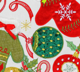 Luxury Living Embroidered Christmas Cushion With Mittens, Baubles & Bell - thumbnail 4