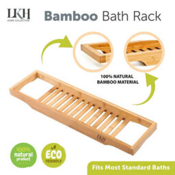 Almineez Luxury Bamboo Wood Bath Tub Caddy Rack Tray, Water Resistant Bathroom Shelf Tidy Tray Storage Shelf Organiser - thumbnail 4