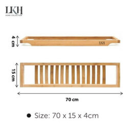 Almineez Luxury Bamboo Wood Bath Tub Caddy Rack Tray, Water Resistant Bathroom Shelf Tidy Tray Storage Shelf Organiser - thumbnail 5