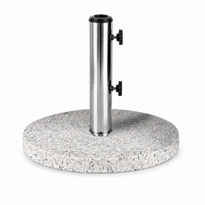 Billtix 20Kg Granite Parasol Base Stand Heavy Duty Garden Umbrella Holder With Dual Knobs For 35-48mm Poles White - image 1