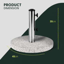 Billtix 20Kg Granite Parasol Base Stand Heavy Duty Garden Umbrella Holder With Dual Knobs For 35-48mm Poles White - thumbnail 2